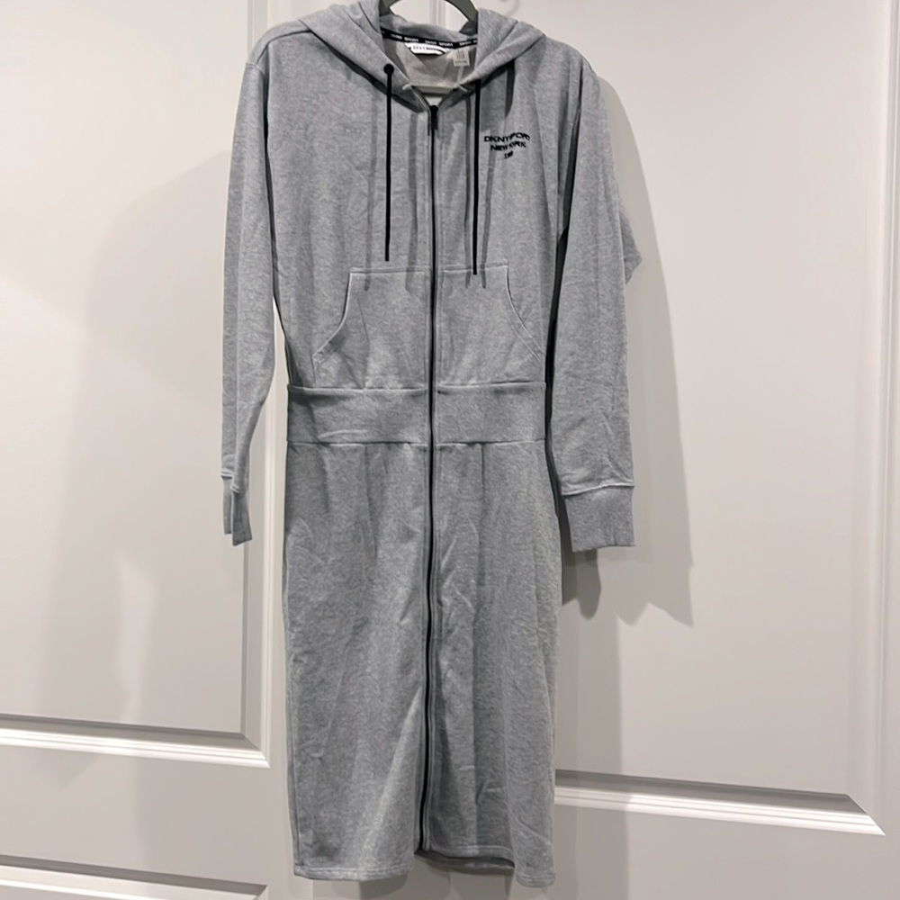 NWT DKNY sport sweat hoodie midi dress sz S